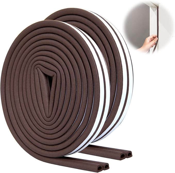 SUNMON Weather Stripping Door Seal Strip, 33Feet D-Type Soundproofing, Self by sunmon