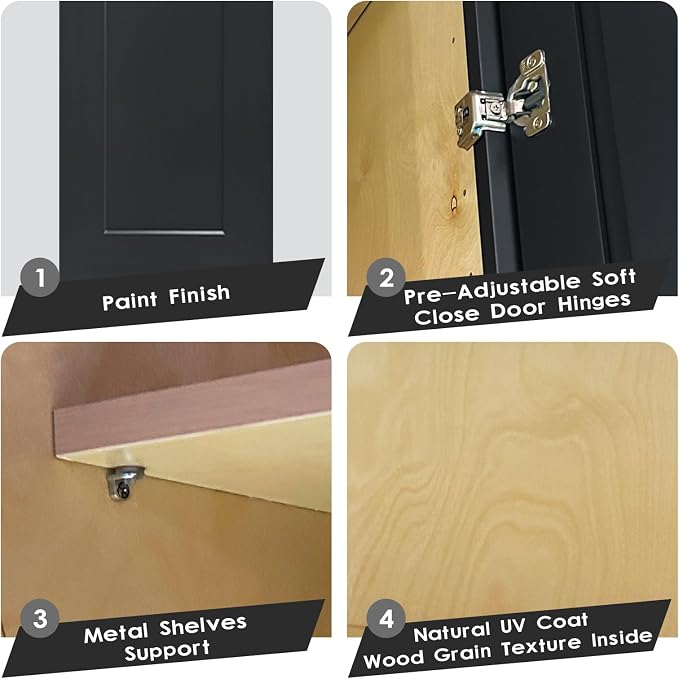 Pantry Cabinet, 4-Soft Close Door, 4 Adjustable Shelves, 2 Portion, Unassembled - Image 6