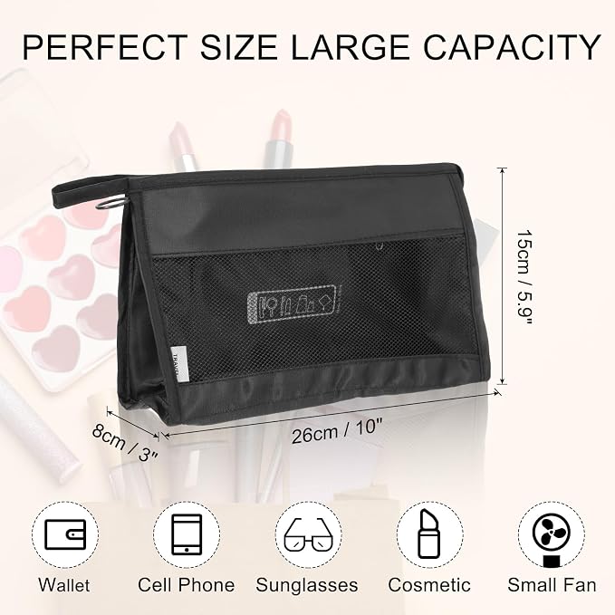 uxcell Mesh Makeup Bag, Large Capacity Travel Zipper Cosmetic Bags, Beach Mesh - Image 2