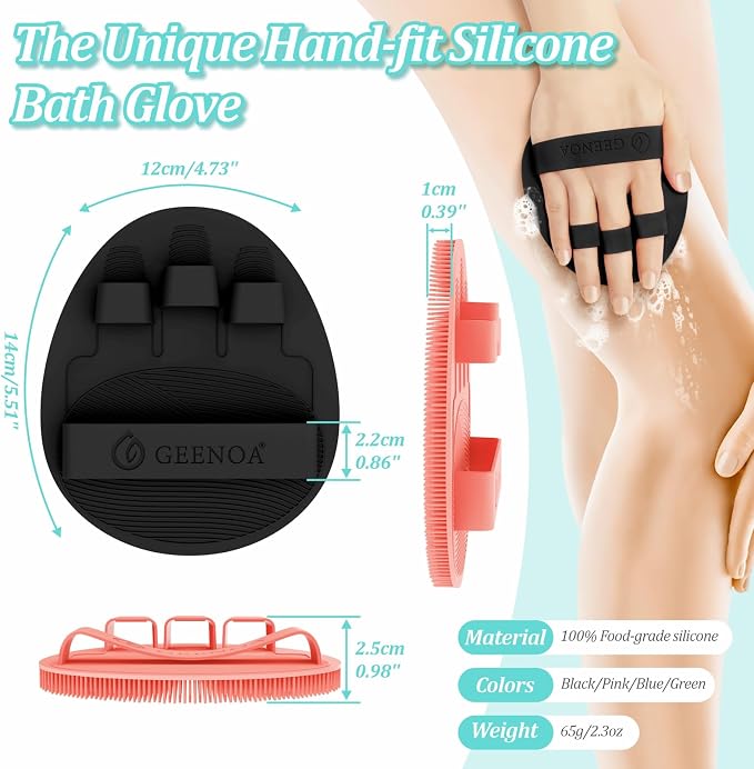 Soft Silicone Bath Gloves 4PCS, 360° Anti-Slip & Enlarged Silicone Body Scrubber - Image 2