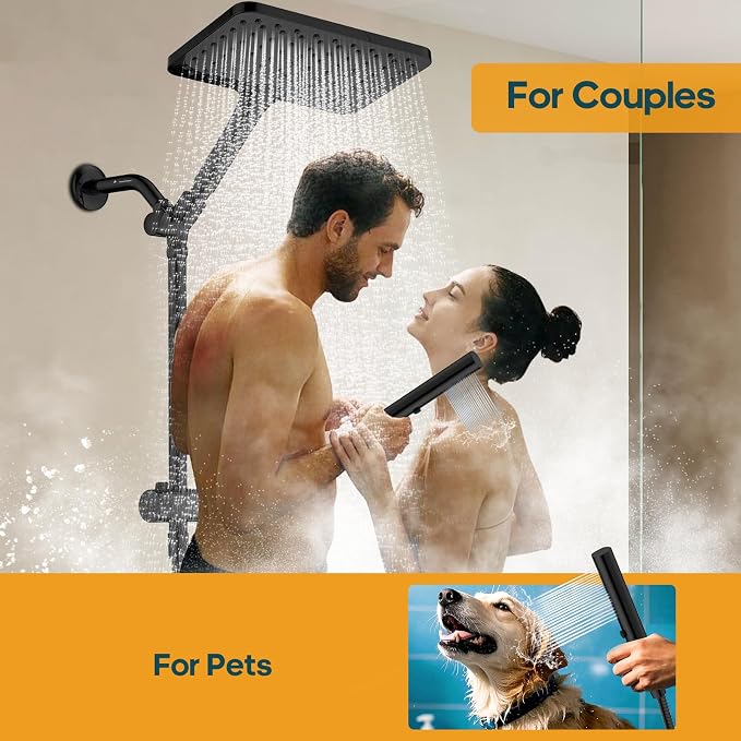 Shower Heads with Handheld Combo, 10 Inch High Pressure Rain Shower Head - Image 4