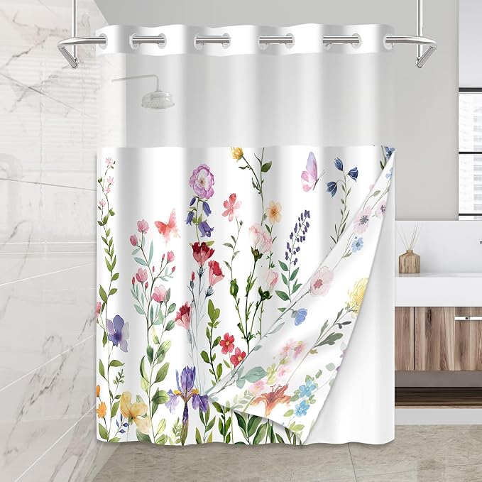 No Hook Shower Curtain Set by Mightree