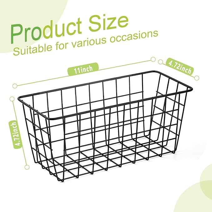 4 Pack Hanging Kitchen Baskets, Adhesive Wire Wall Storage Basket, No Drilling - Image 2