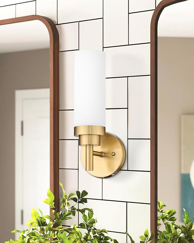 Emak Wall Sconces Set of 2, Modern Brushed Gold Bathroom Vanity Sconce Wall - Image 6
