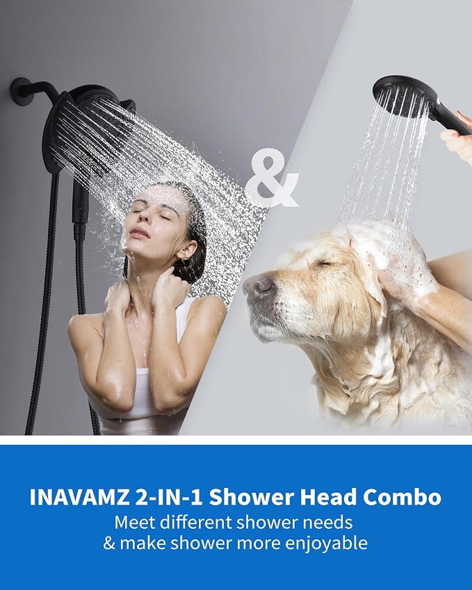 2-in-1 Shower Head with Handheld Combo: 2.5GPM Rainfall & Handheld Shower Head - Image 7