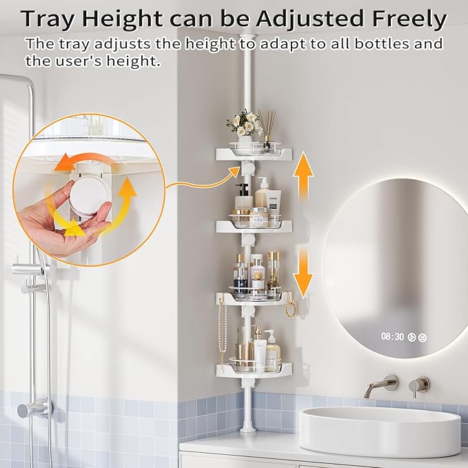 360° Rotating Corner Shower Caddy Tension Pole Organizer - Image 4