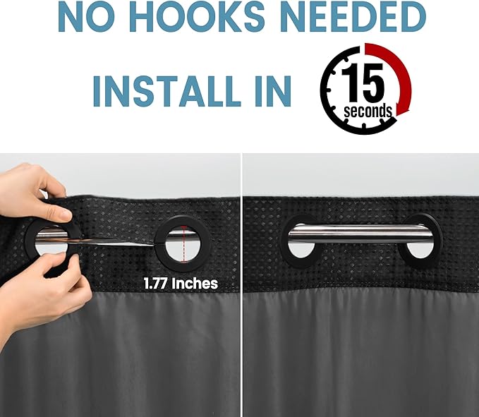 Long No Hook Shower Curtain - Image 4