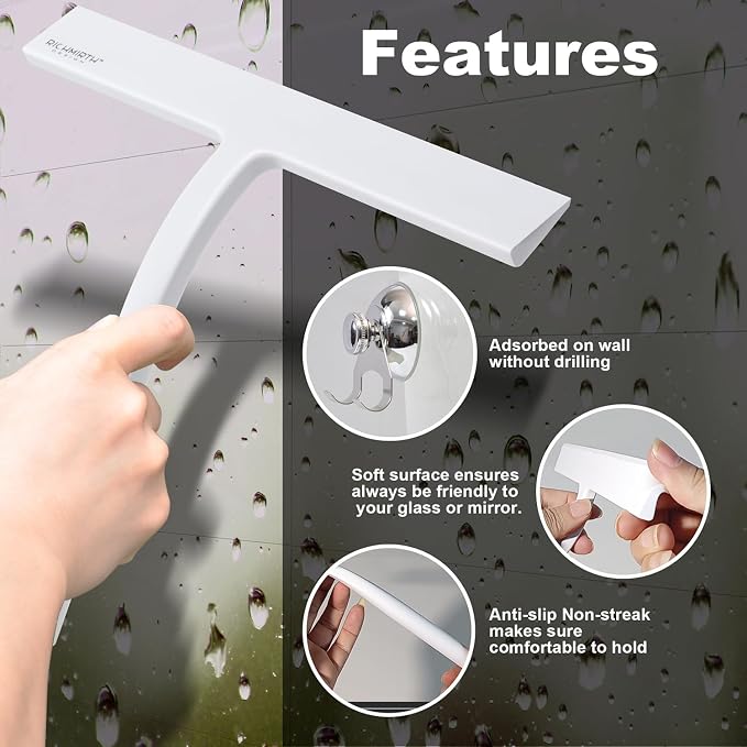 Shower Squeegee for Glass Doors 10 Inch, RICHMIRTH All Purpose Squeegee - Image 5