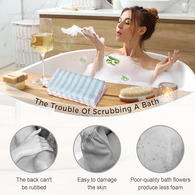 3PCS Exfoliating Shower Towel, 2026 New Premium Scrub Wash Back Bath Cloth - Image 5