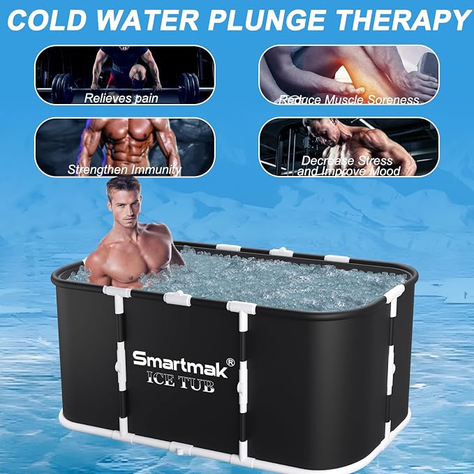 Smartmak Ice Bath Tub with Cover, Portable XL Large Cold Plunge Tub - Image 8