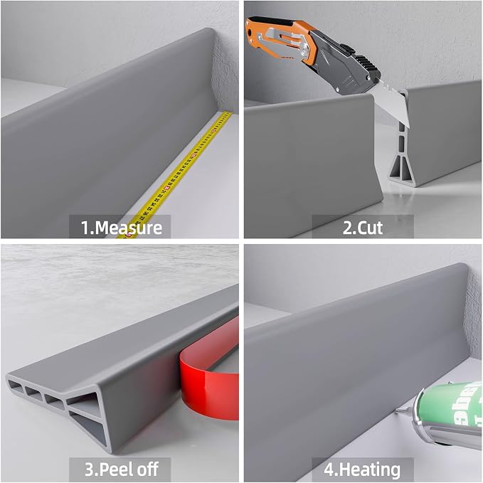 Raycity 3" High Shower Threshold Water Dam 118 IN Collapsible Shower Water - Image 4