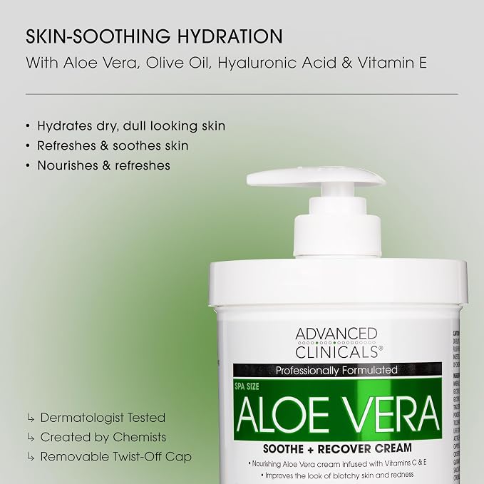 Advanced Clinicals Aloe Vera Lotion Skin Care Relief | Vitamin E Infused - Image 2