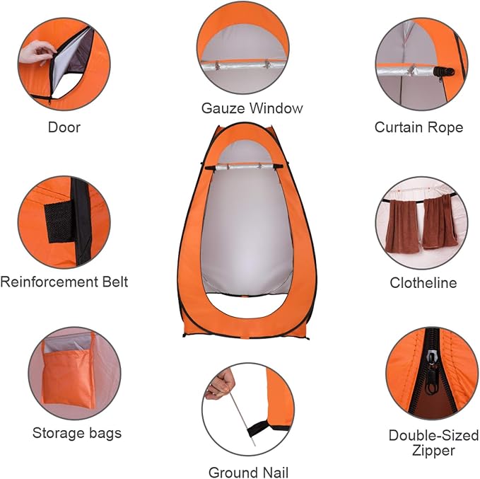 Pop Up Privacy Shower Tent, Portable Outdoor Bathroom Toilet Changing Dressing - Image 4