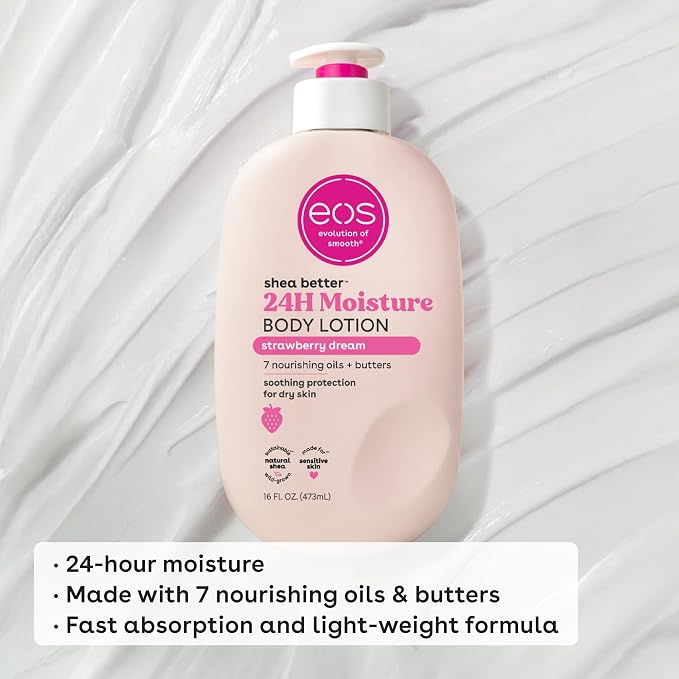 eos Shea Better Body Lotion Strawberry Dream, 24-Hour Moisture Skin Care - Image 4