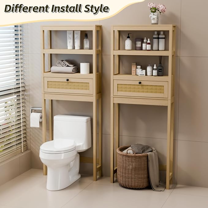 Over The Toilet Storage Cabinet, Behind Toilet Bathroom Organizer - Image 5