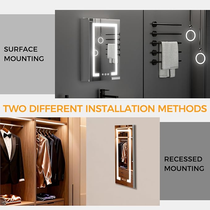 New LED Bathroom Mirror 16 * 24 Stepless Dimmable Wall Mirrors - Image 6