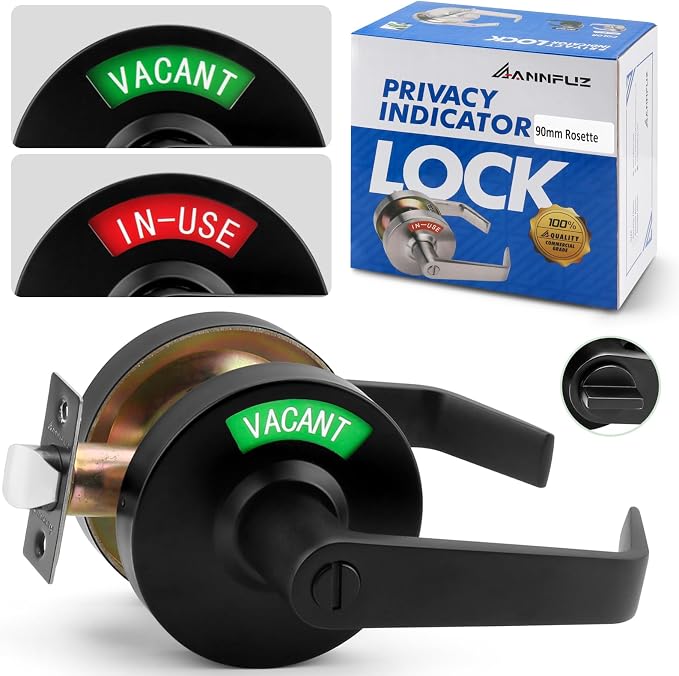 Vacant Occupied Bathroom Door Handle Lock, Privacy Lever by ANNFUZ
