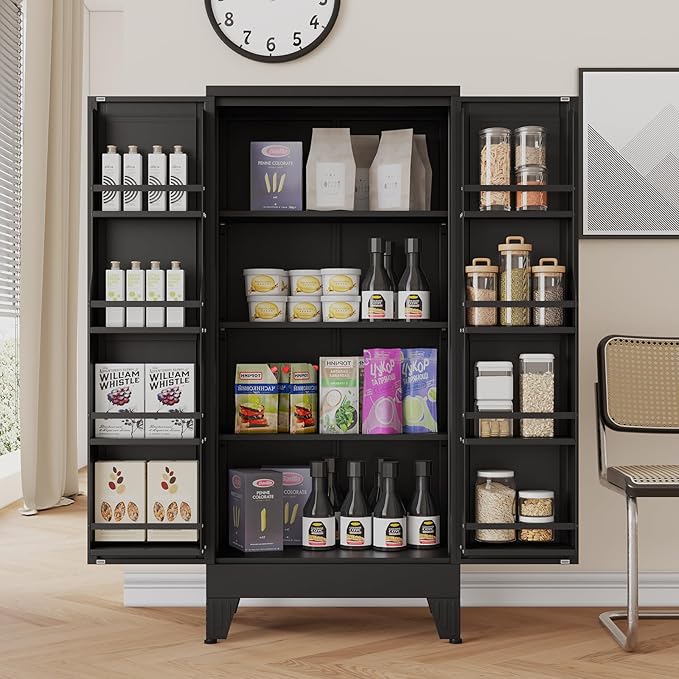 48" H Metal Kitchen Pantry Storage Cabinet, Freestanding Cupboard Storage - Image 7