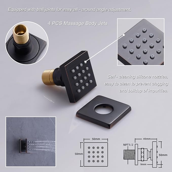 Shower System Oil Rubbed Bronze Shower Faucet Set 12 Inch Wall Mounted Full - Image 4