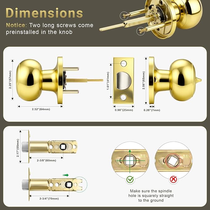 KNOBWELL 5 Pack Privacy Door Knob - Image 3