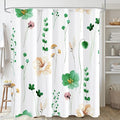 Gibelle Watercolor Floral Shower Curtain, Emerald Green Beige Flower Shower by Gibelle