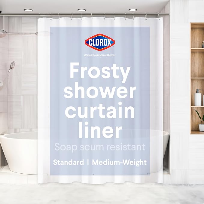 CLOROX Shower Curtain Liner, Premium Medium-Weight Durable Waterproof 6g PEVA by MainstreamInternational