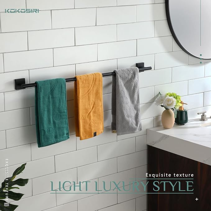 KOKOSIRI 32'' Towel Rails Bathroom Towel Bars Matte Black 32 Inch Bath Towel - Image 6