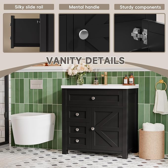 YESHOMY Bathroom Vanity with 30" Sink, Modern Wood Pedestal Bathroom Spacious - Image 6
