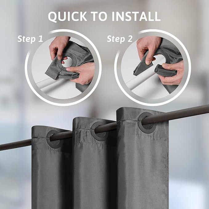 Furlinic No Hook Stall Shower Curtain or Liner, Waterproof & Machine Washable - Image 2