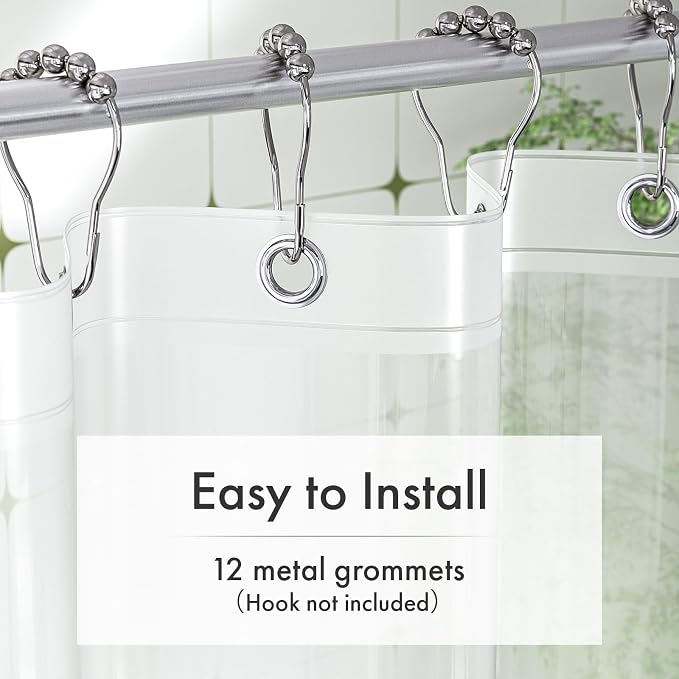 Amazer Frosted Shower Curtain Liner, 72x84 Plastic Shower Liner PEVA Medium - Image 5