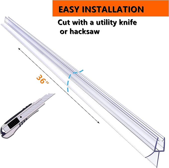 Frameless Shower Door Bottom Seal 2-Pack Think 1/4" Long 36'' Shower Door Sweep - Image 3