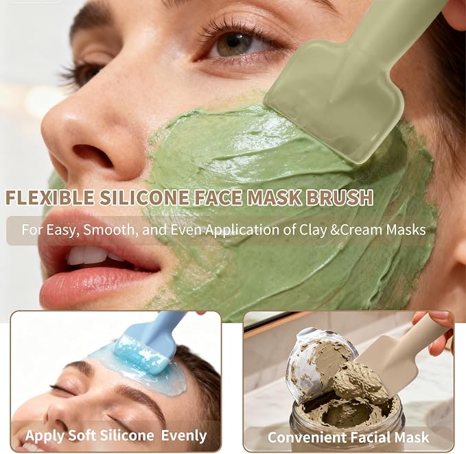 2 Pack Silicone Face Scrubber, 2 in 1 Facial Cleansing Brush & Face Mask - Image 3