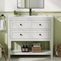 36 Inch Bathroom Vanity with Sink, Farmhouse Storage Cabinet with Drawers & by DELUXELIVING