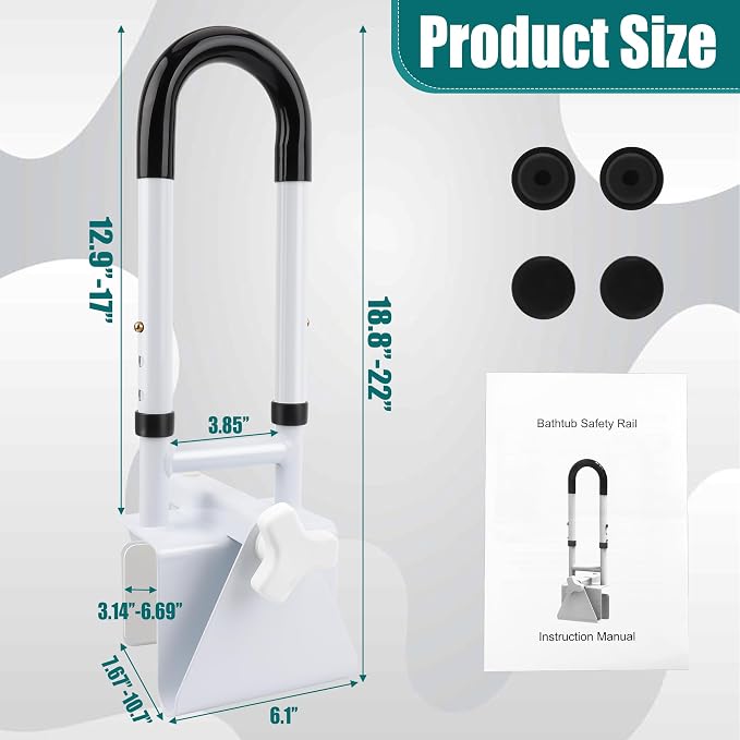 Adjustable Bathtub Safety Rail, Bathtub Safety Rail, Supports 300 lbs, - Image 2