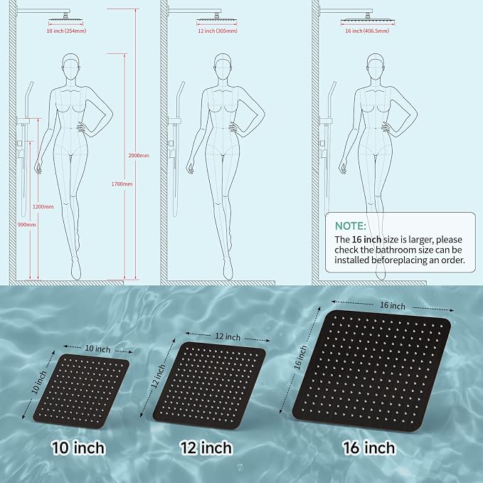 SR SUN RISE Luxury 16 Inch Extra Large Square Stainless Steel Shower Head High - Image 3