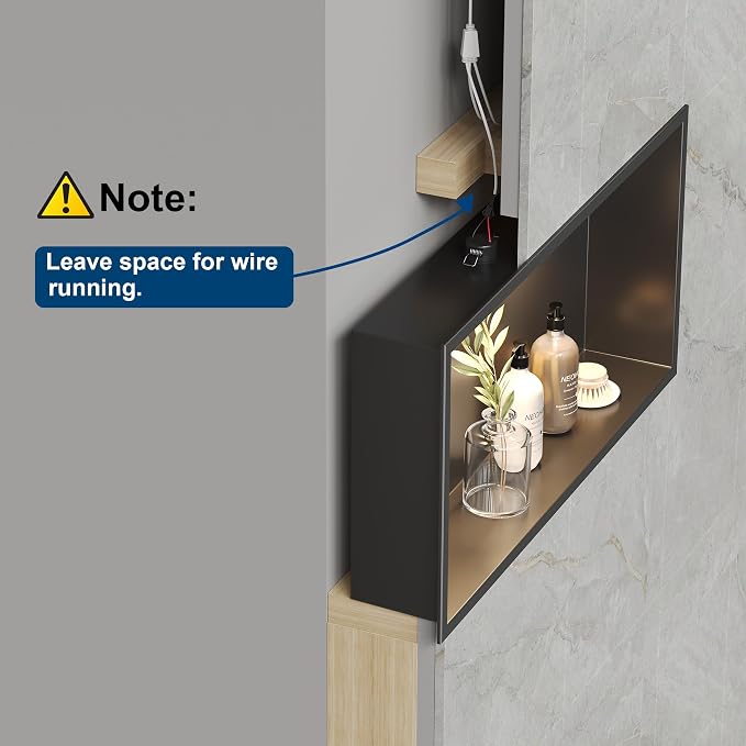 Neodrain Wall Niche with Non-dimmable LED Downlight, Matte Black Stainless - Image 4