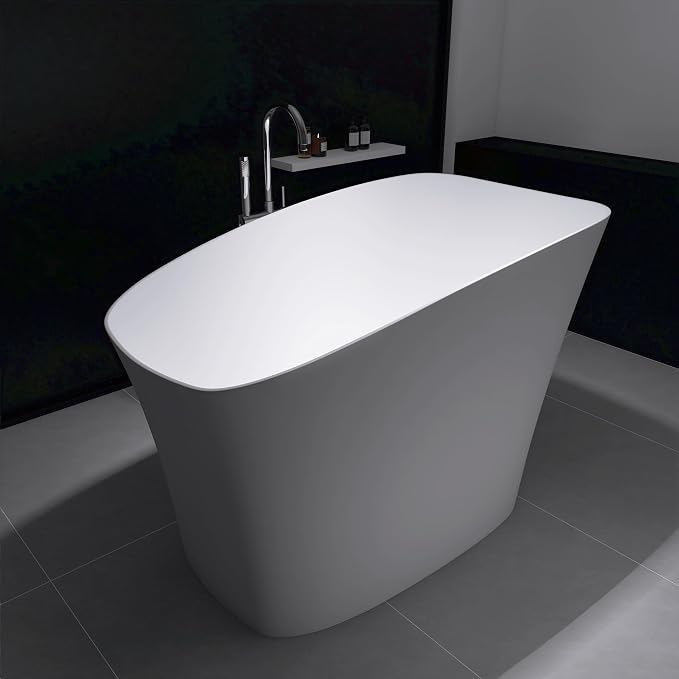 51" Freestanding Solid Surface Resin Stone Bathtub, Modern Design Stand Alone - Image 2