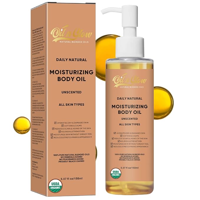 USDA Certified 100% Organic Pure Natural Hydrating Body Oil After Shower by OilnGlow