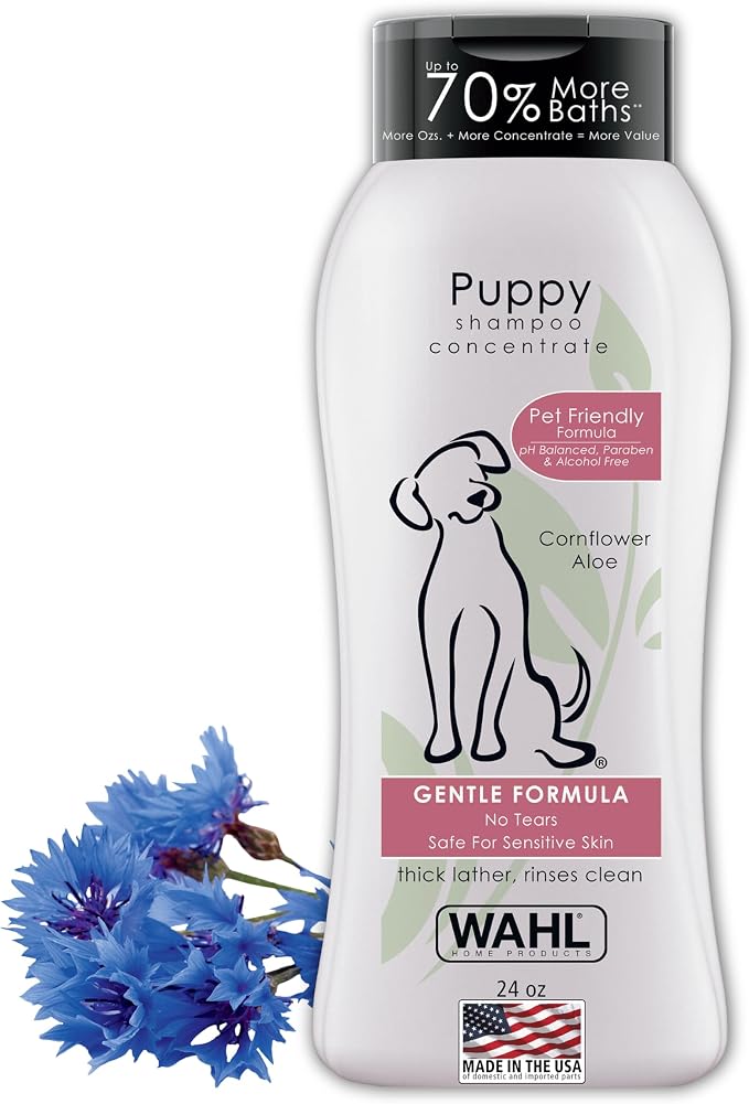 Wahl USA Gentle Puppy Shampoo for Pets – Cornflower Scent for Grooming Dirty by Wahl