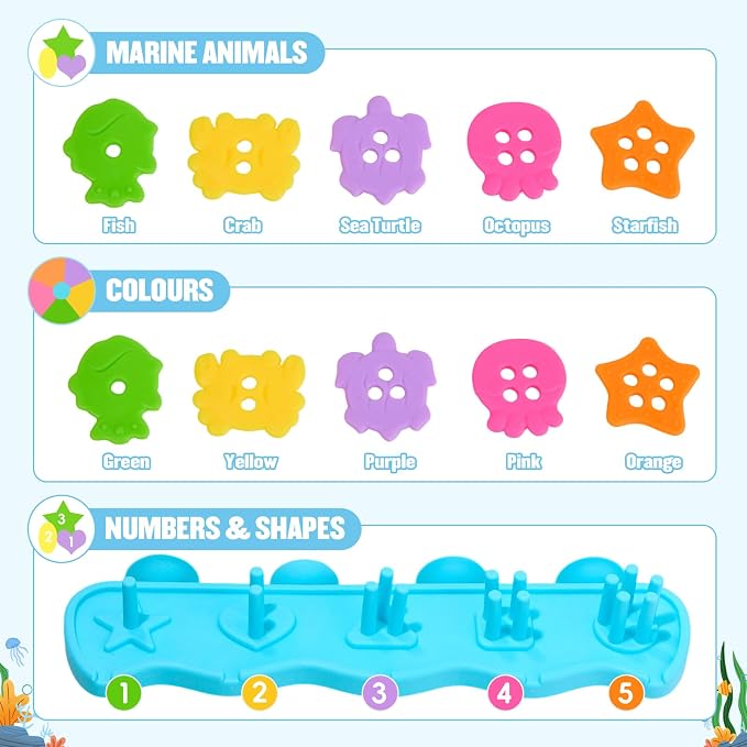 Bath Toys for Kids Ages 1-3 Mold Free Bath Toys Color and Shape Sorting & - Image 5
