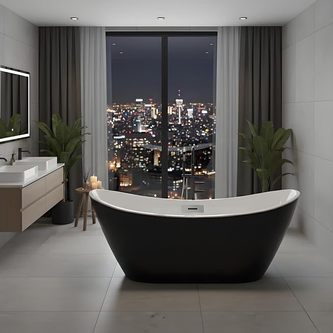 Luxury Acrylic Freestanding Bathtubs 67 Inch – Extra Large Free Standing by Unknown