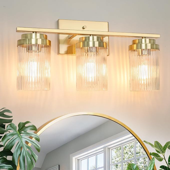 Gold Bathroom Light Fixtures 3 Lights Vanity Light by JUNNAI