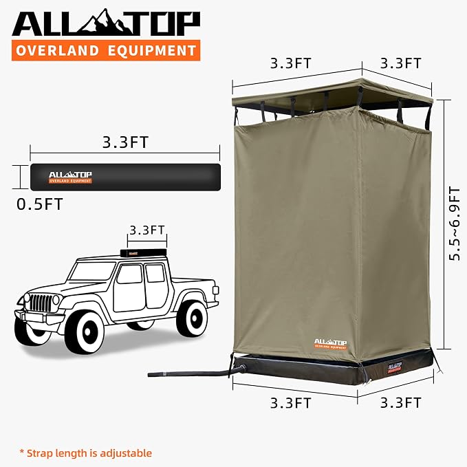 ALL-TOP Awning Shower Room w/Foldable Floor Mat, 3.3ft x 3.3ft, Privacy Shelter - Image 6