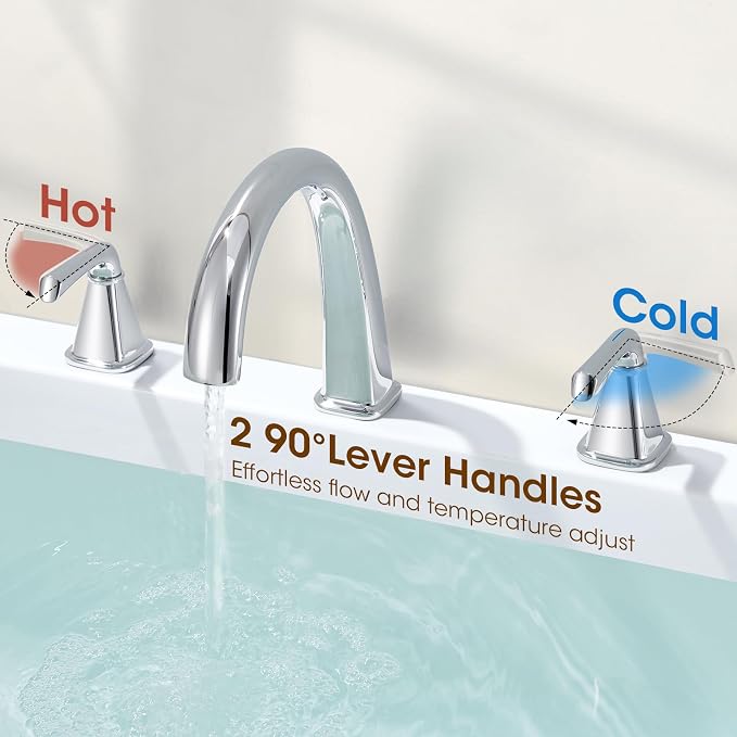 Polished Chrome Roman Tub Faucet, Solid Brass Bathtub Faucet Set - Image 4
