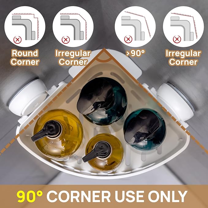 LEVERLOC Corner Shower Caddy Suction Cup, Shower Caddy Basket Powerful Suction - Image 3