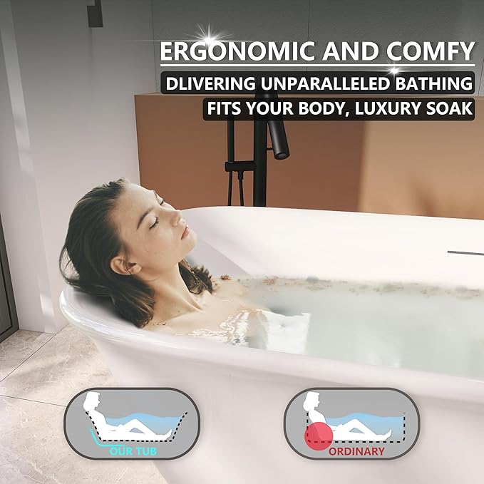 59" Acrylic Freestanding Bathtub, Soaking Tub - Image 2
