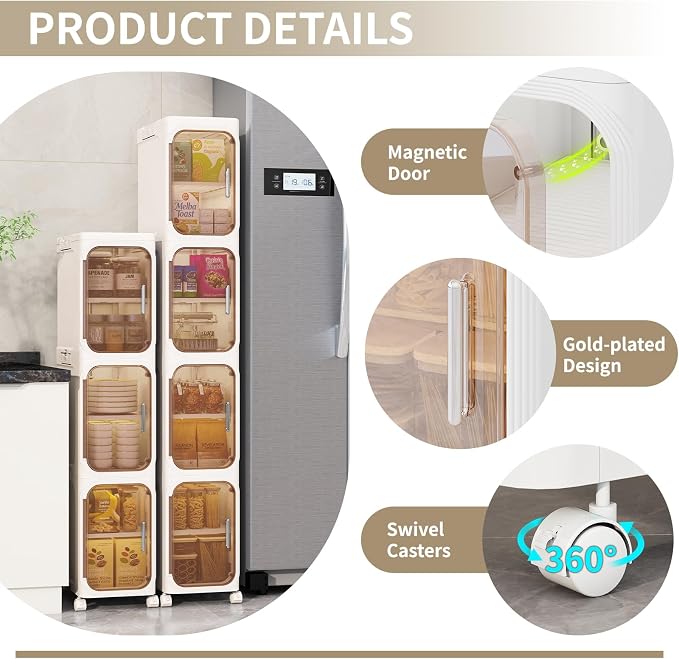 KHNR 2-Tiers Slim Bathroom Storage Cabinet, Foldable Storage Cabinets, Narrow - Image 4