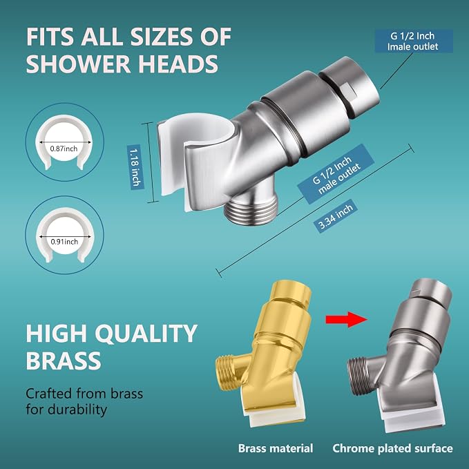 All Metal Handheld Shower Head Holder, Adjustable Shower Wand Holder - Image 2