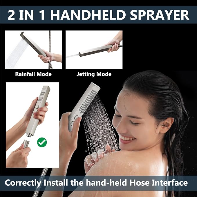 Aolemi Shower Faucet Set Ceiling Mount Shower System Rough-in Valve and Shower - Image 3