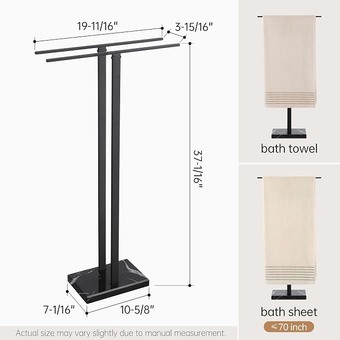 KES Black Towel Racks for Bathroom Freestanding, Fits Large Bath Towel - Image 6